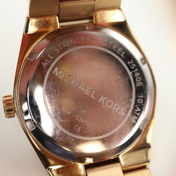 Michael Kors Channing Gold Tone Turquoise 38mm Watch 5.5" Bracelet w New Battery - Picture 9 of 9